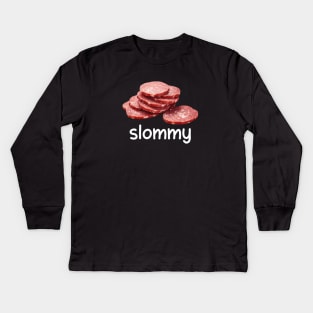 Slommy Salami, Funny Meme Shirt, Ironic Shirt, Shirt Joke Gift, Oddly Specific, Unhinged Shirt, Cursed, Gag Gift, Cringey Kids Long Sleeve T-Shirt
